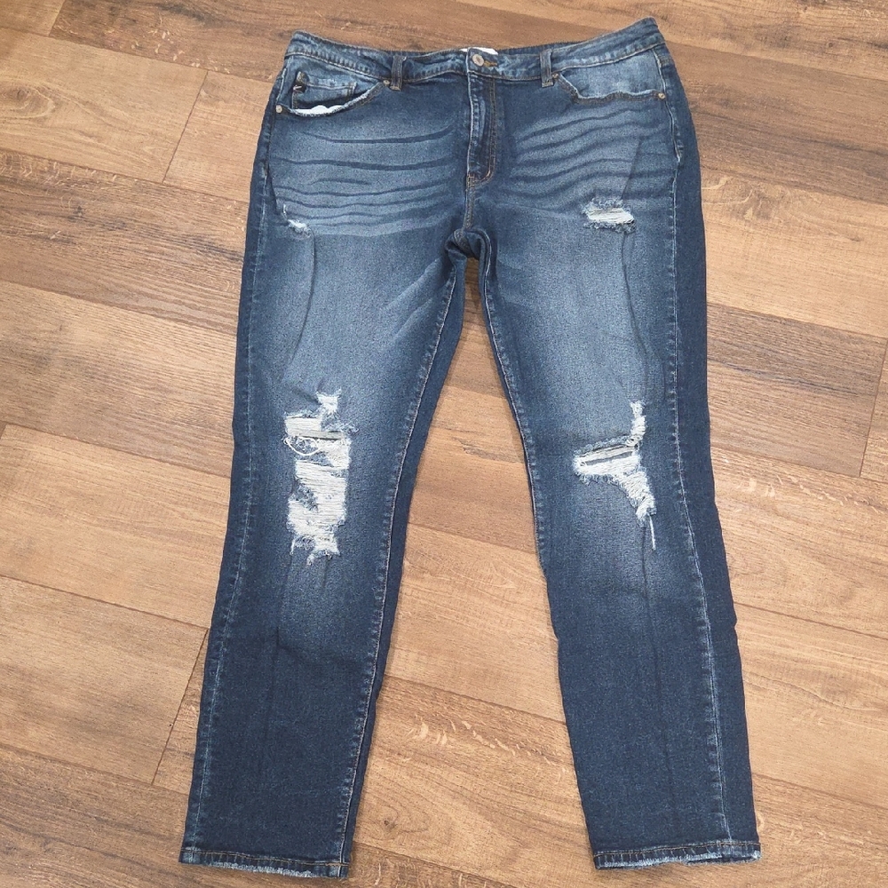 KanCan Dark Blue Distressed Skinny Jeans